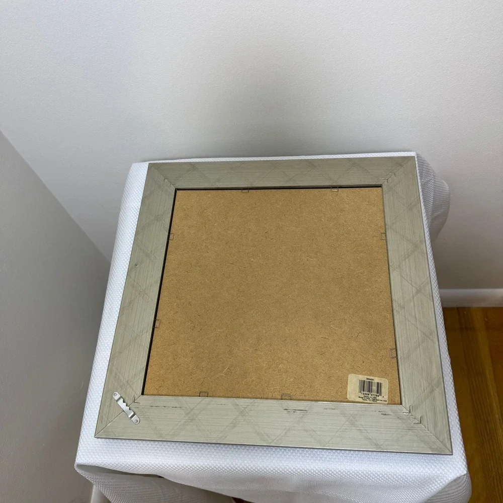 Silver Champagne Faux Bamboo Square Wall Mirror Hollywood Regency‎ 13.5x13.5